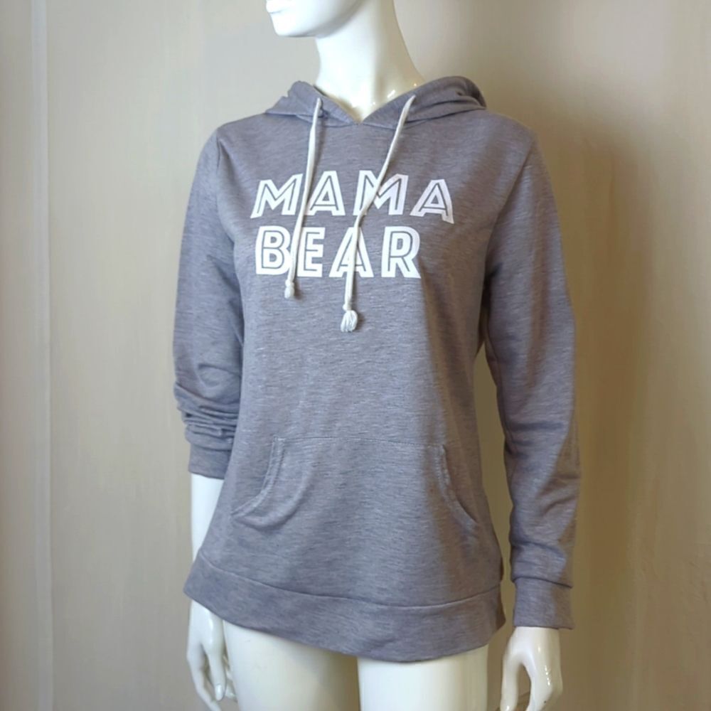 Mama Bear Lightweight Gray Hoodie Size Small